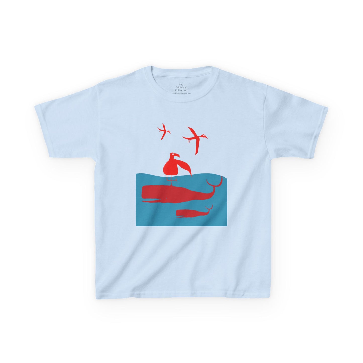 RED WHALES AND BIRDS - Kids Heavy Cotton™ Tee