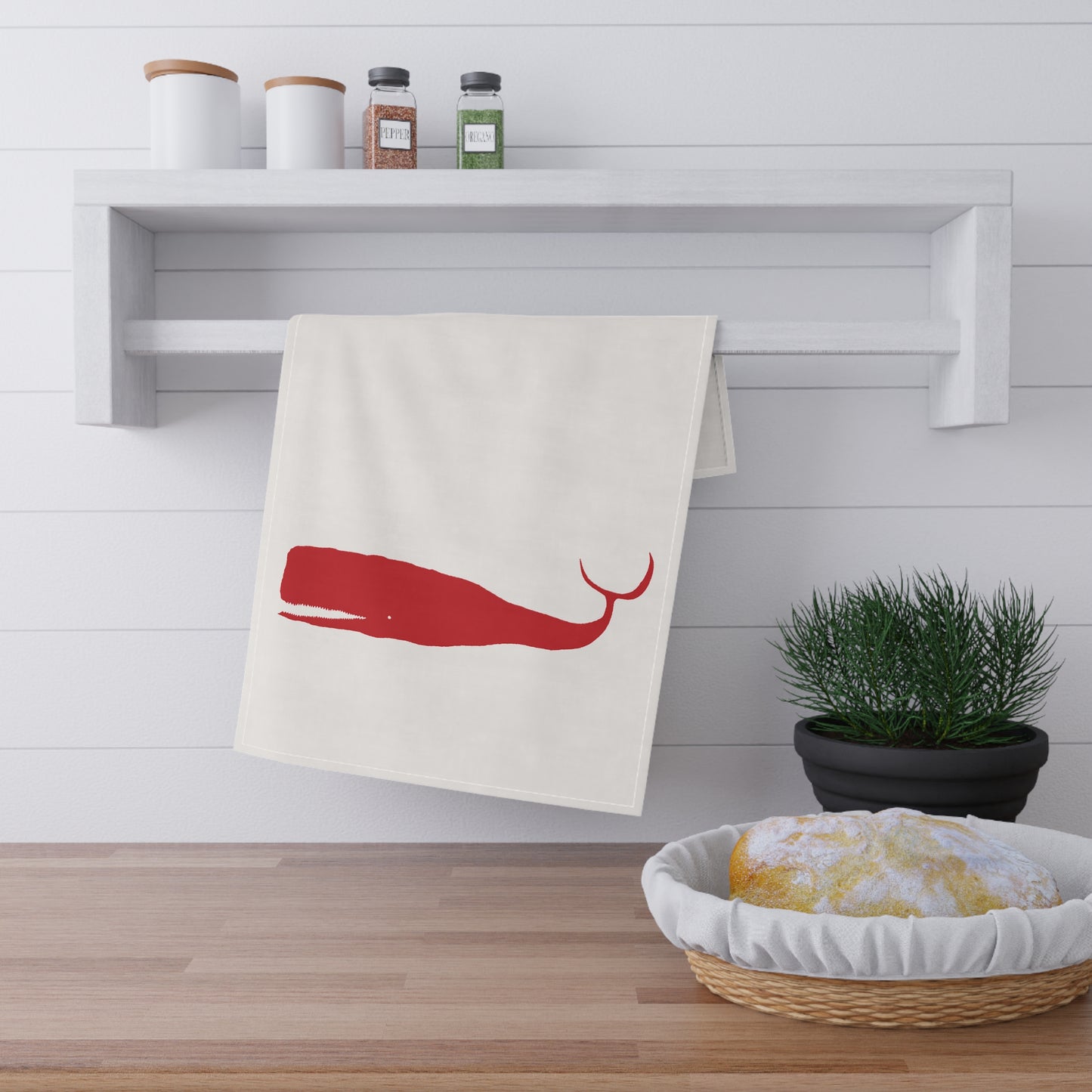 MOBY RED - Tea Towel/Napkin (100% Cotton)
