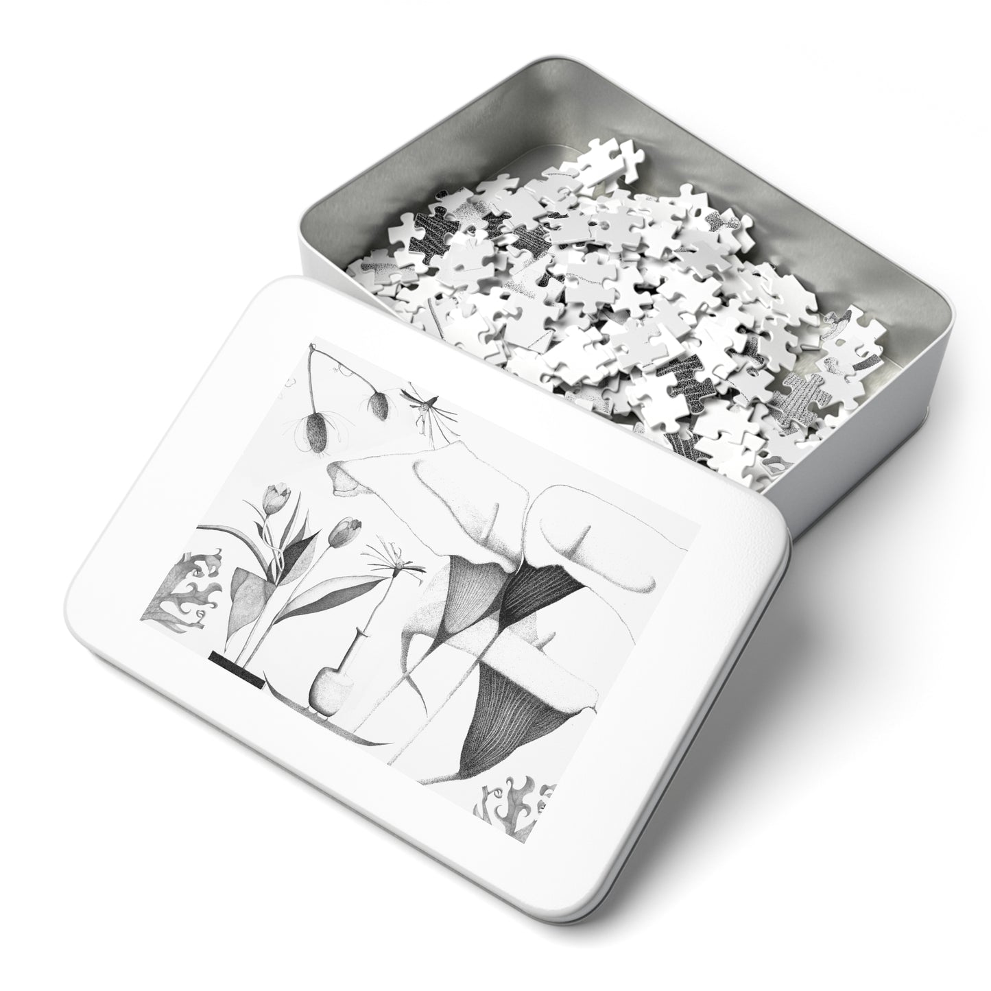 Floral Arrangement - Jigsaw Puzzle with Tin