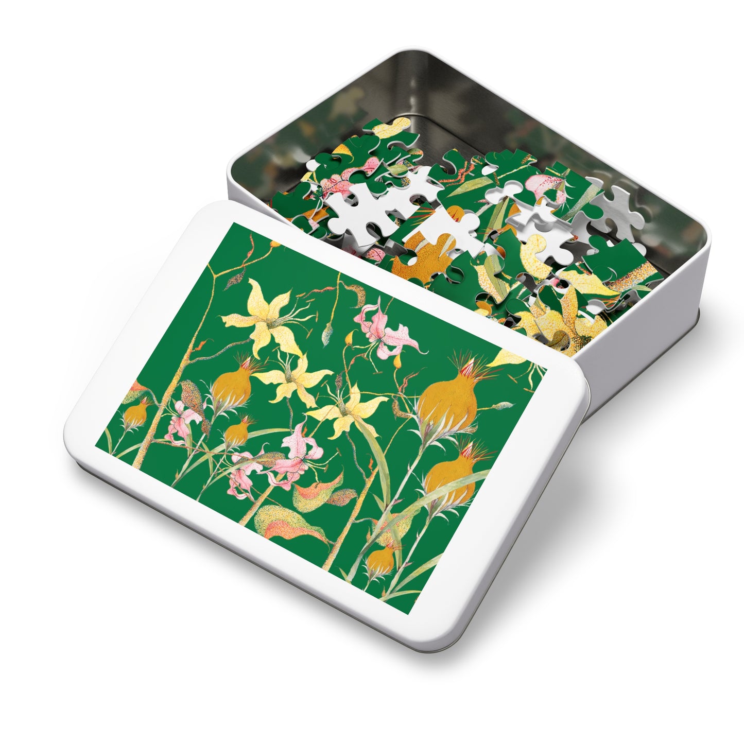 JULYBUD LILIES MULTICOLORED-Jigsaw Puzzle with Tin