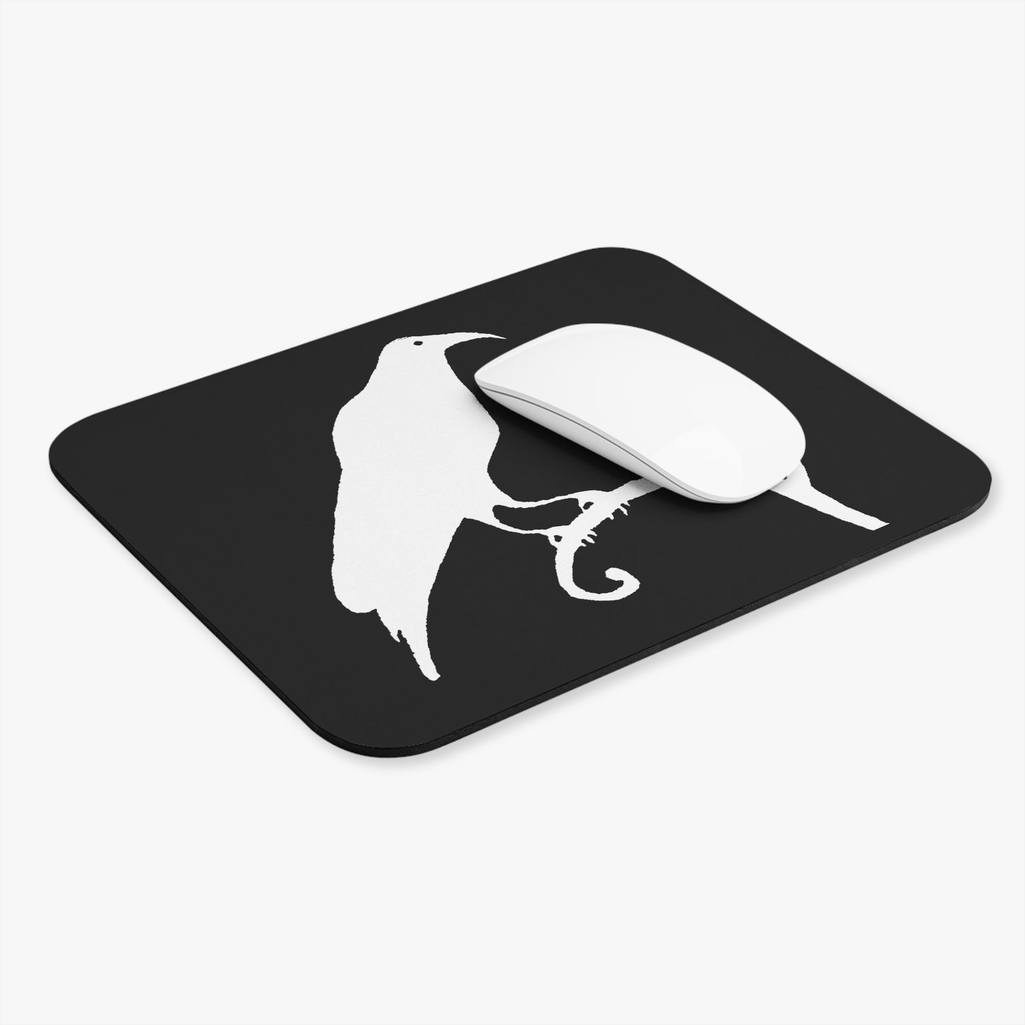 RAVEN - White on Black Mouse Pad (Rectangle)