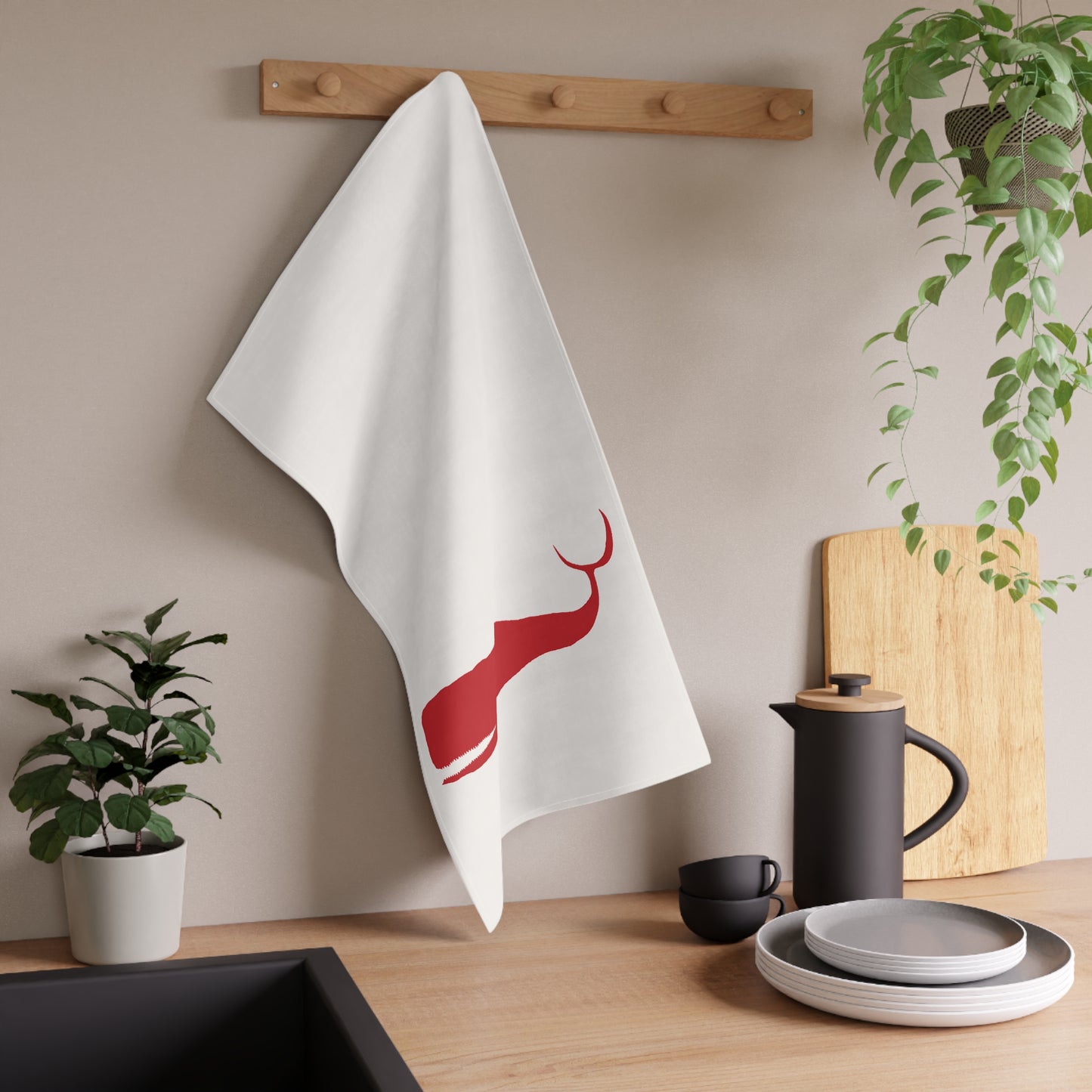 MOBY RED - Tea Towel/Napkin (100% Cotton)