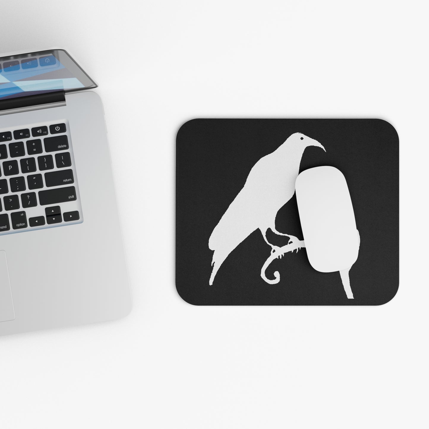 RAVEN - White on Black Mouse Pad (Rectangle)