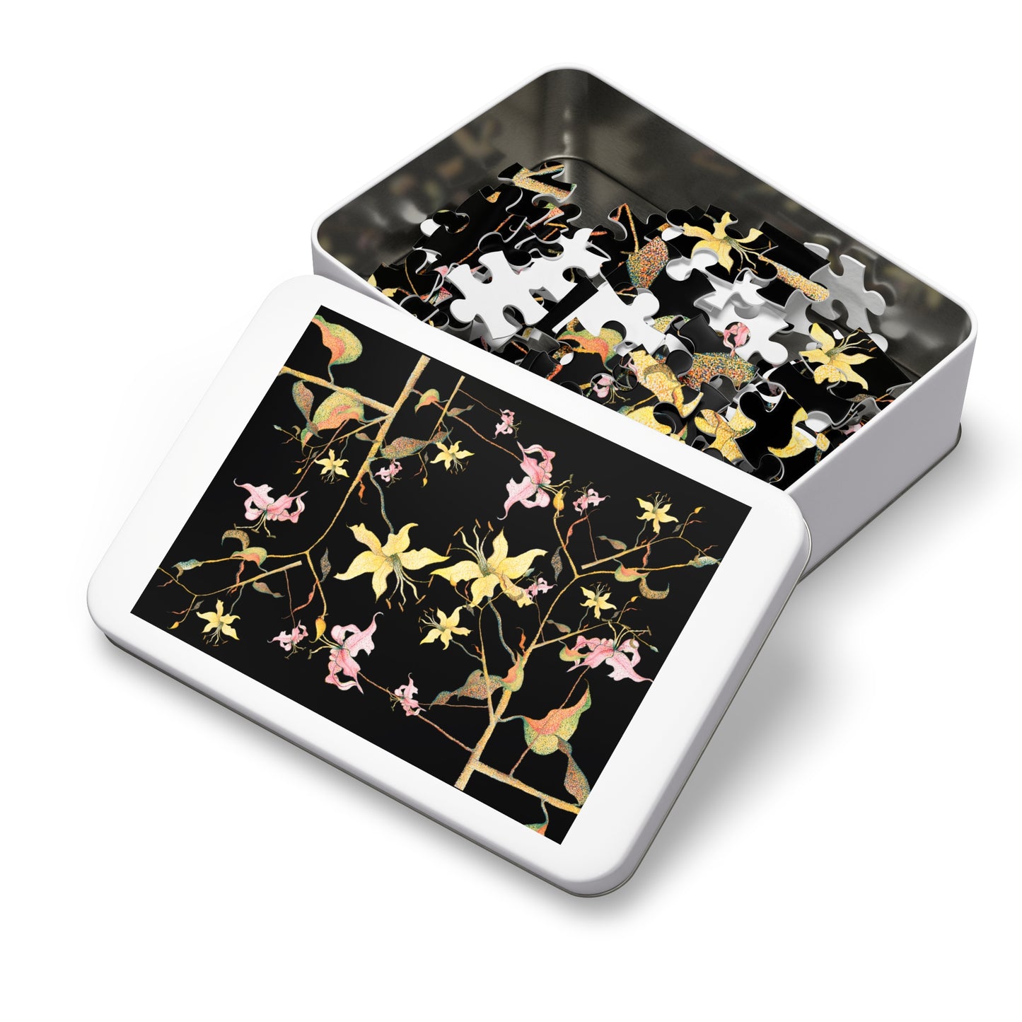 LILIES MULTICOLORED-Jigsaw Puzzle with Tin