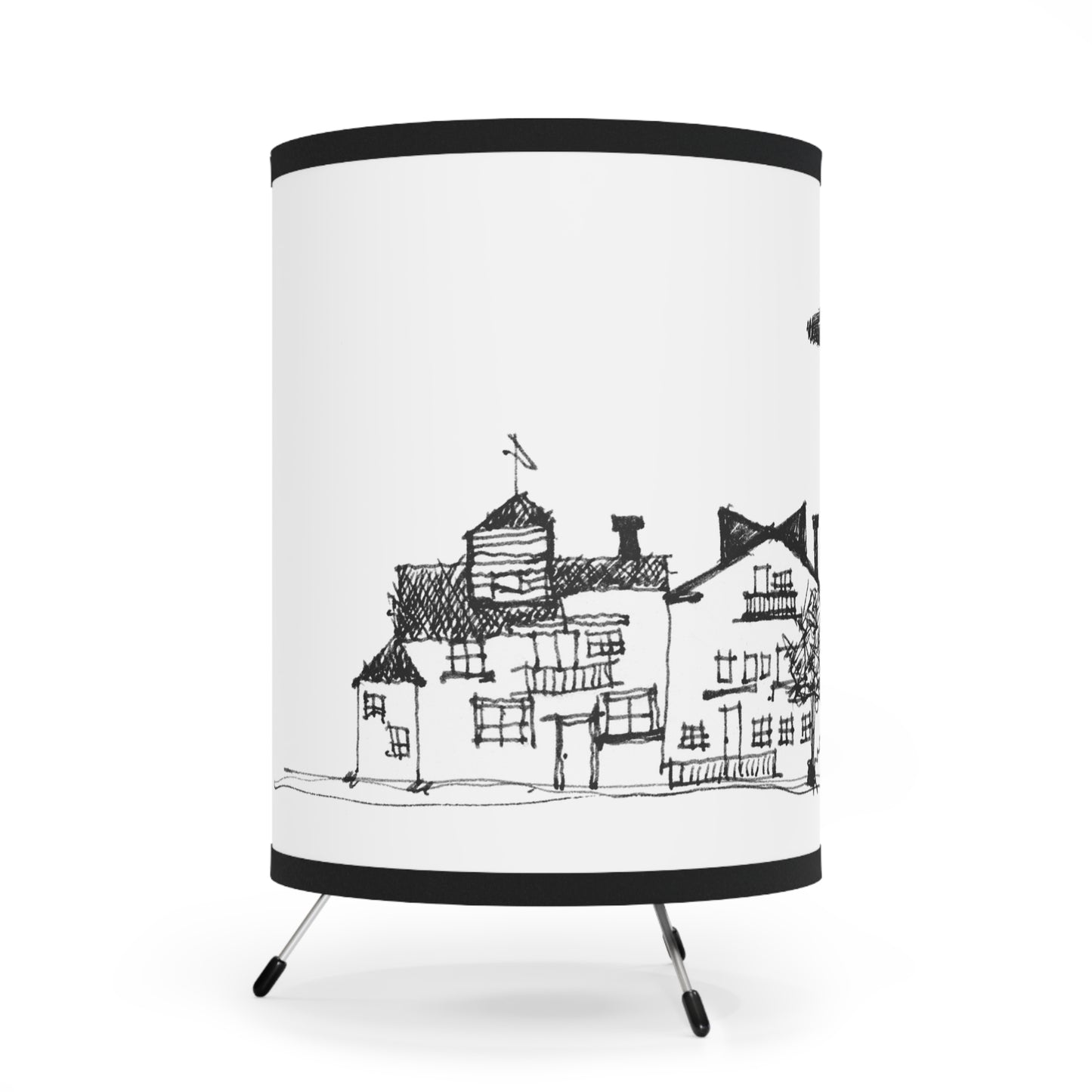 FISH VILLAGE - Tripod Lamp with High-Res Printed Shade, US\CA plug