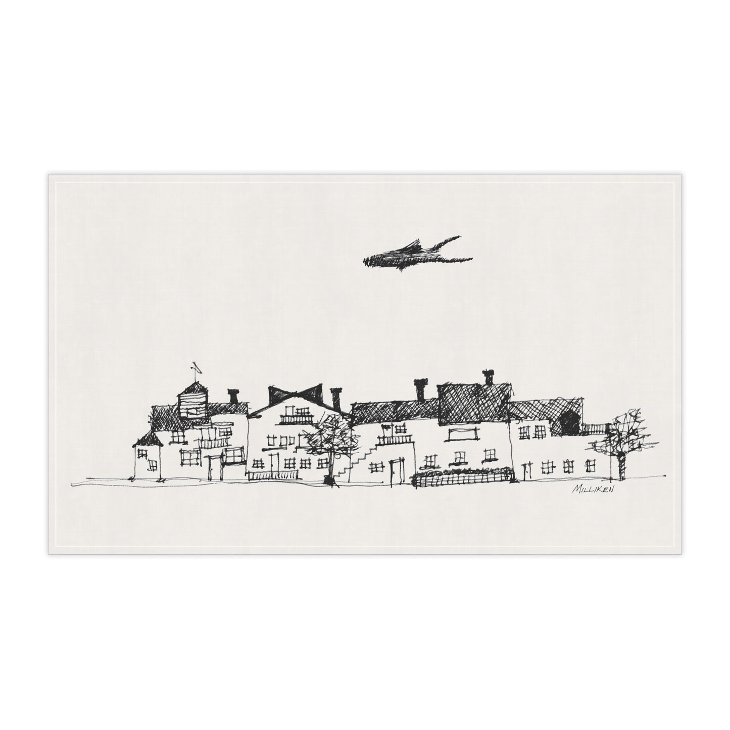 FISH VILLAGE - Tea Towel/Napkin (100% Cotton)