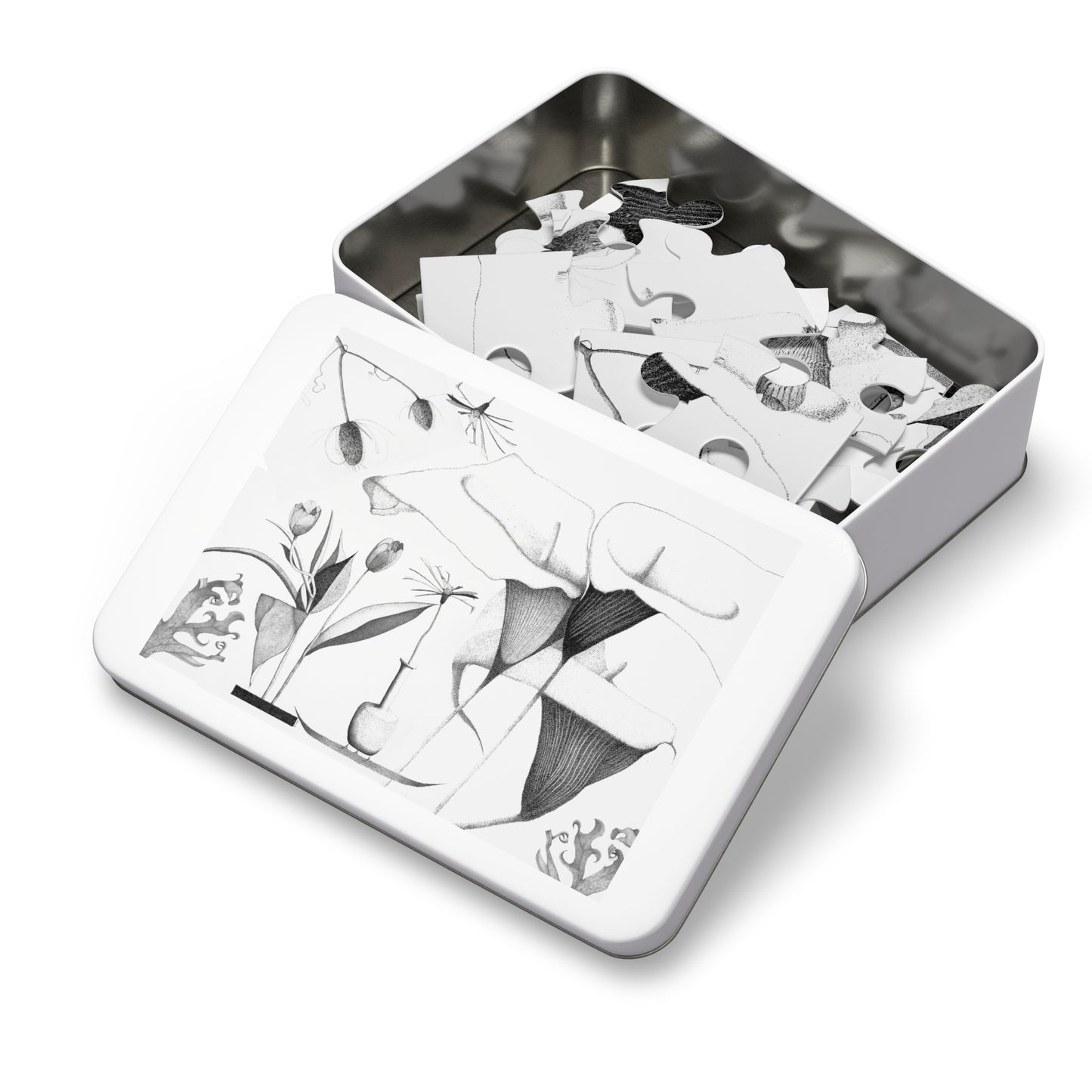 Floral Arrangement - Jigsaw Puzzle with Tin