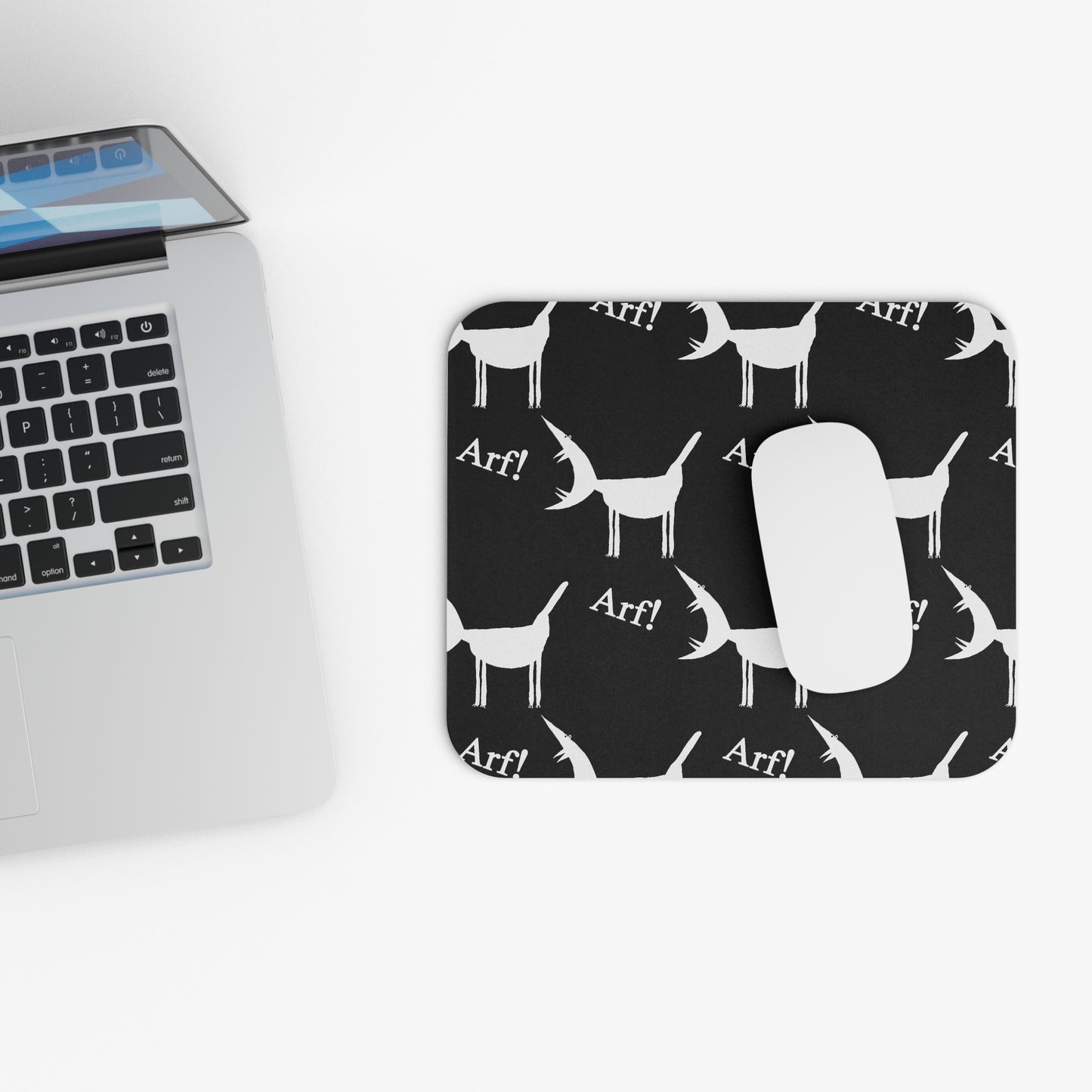 ARF - White Patterned Black Mouse Pad (Rectangle)