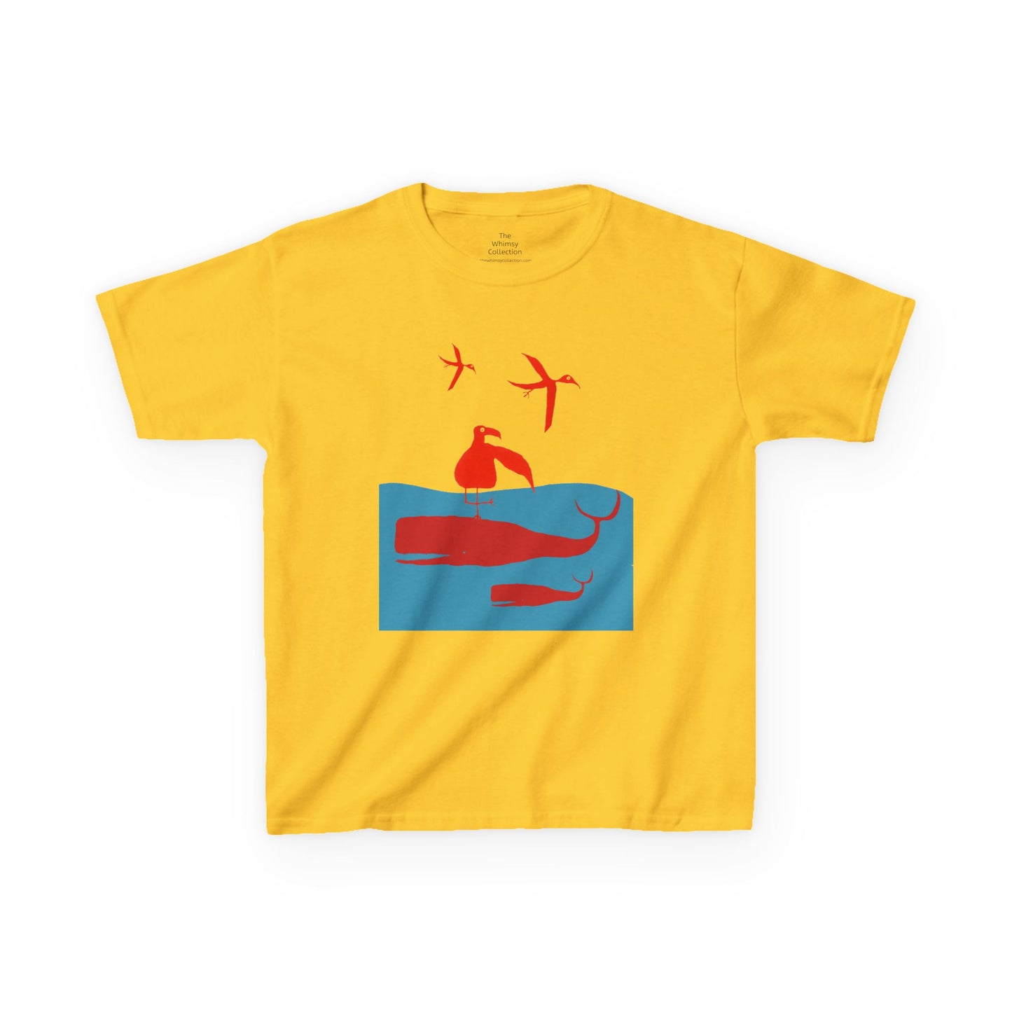 RED WHALES AND BIRDS - Kids Heavy Cotton™ Tee