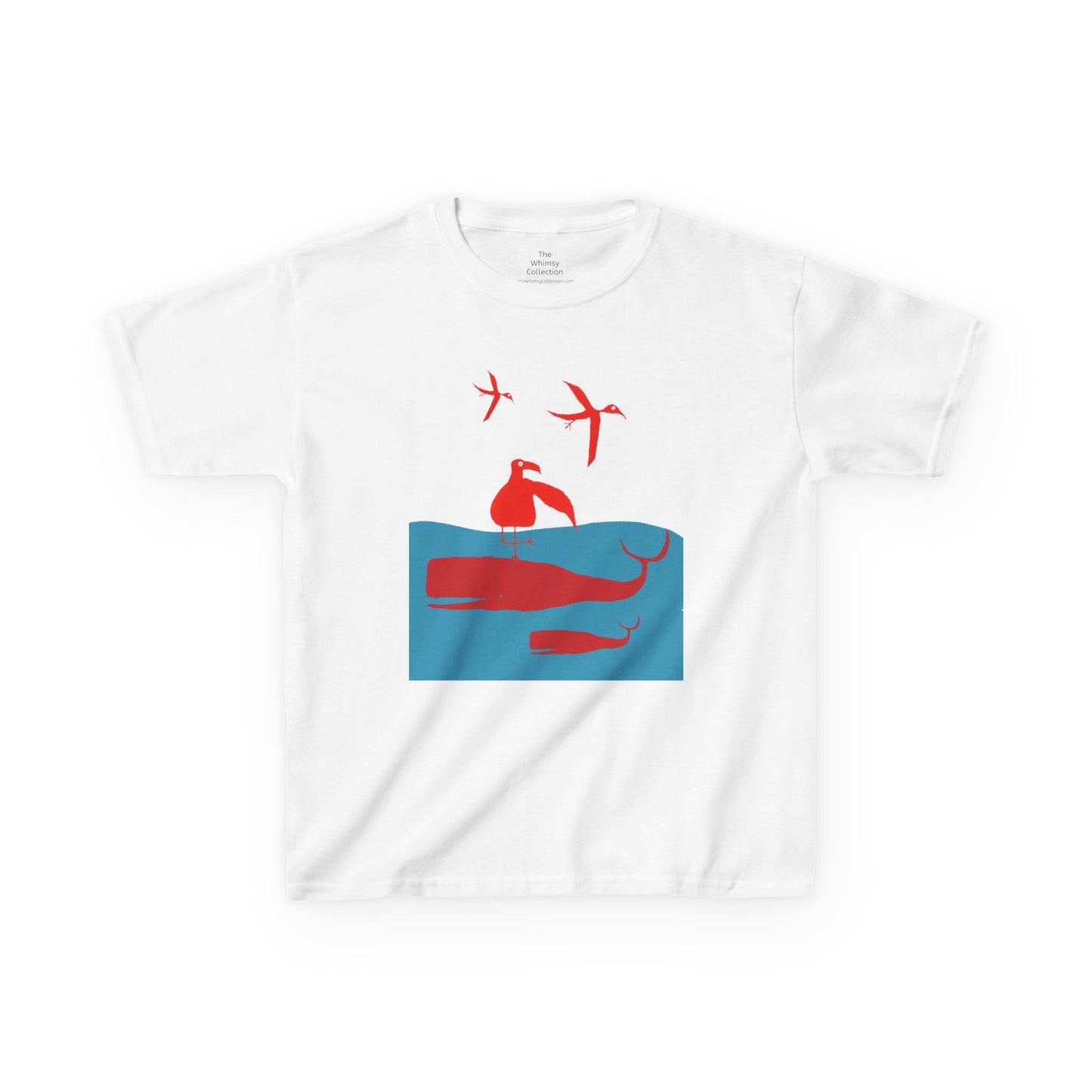 RED WHALES AND BIRDS - Kids Heavy Cotton™ Tee