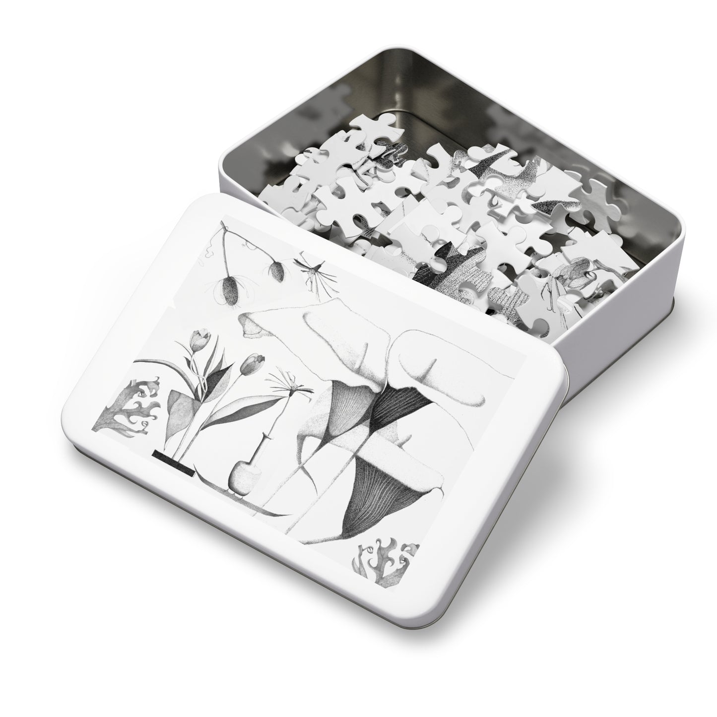 Floral Arrangement - Jigsaw Puzzle with Tin