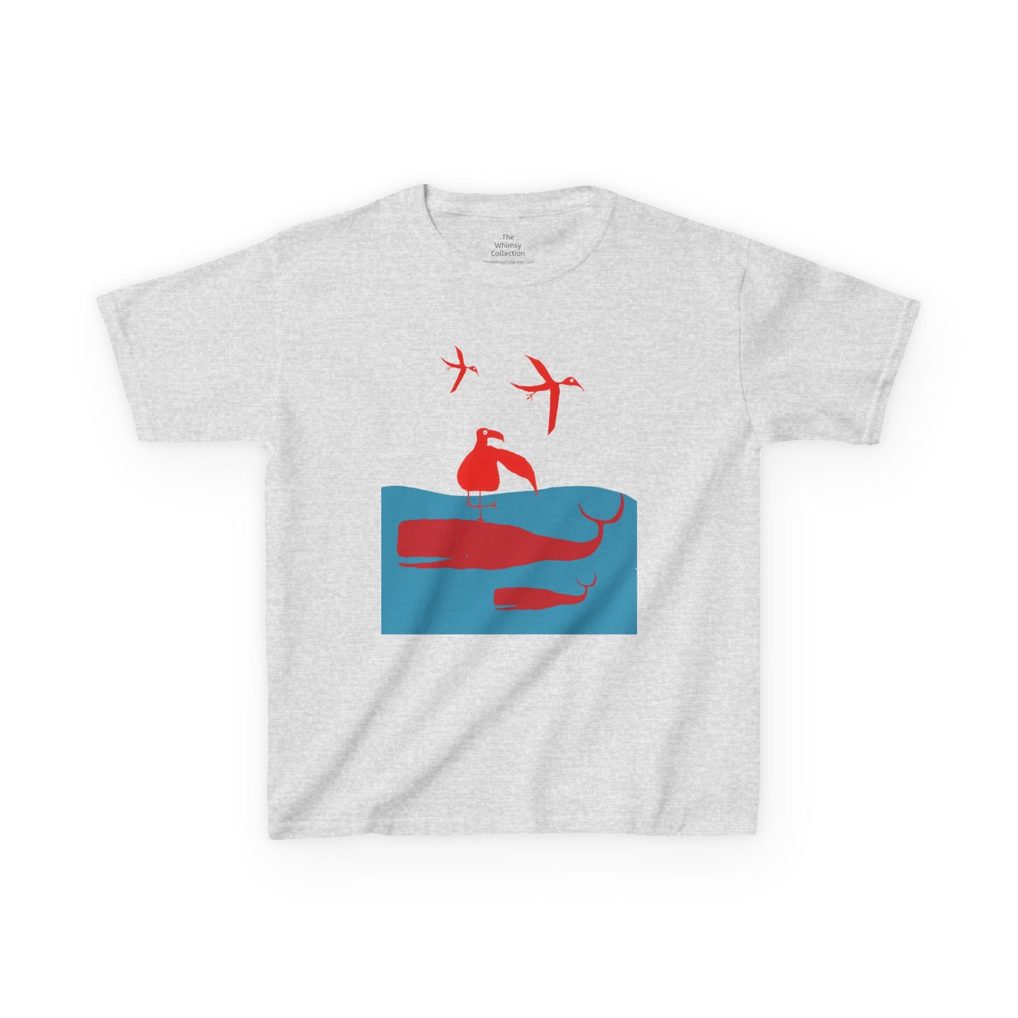 RED WHALES AND BIRDS - Kids Heavy Cotton™ Tee