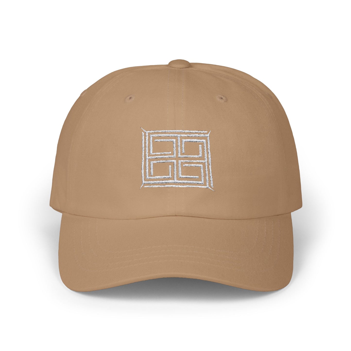 TIBETAN SYMBOL - White Embroidered Classic Style Cap