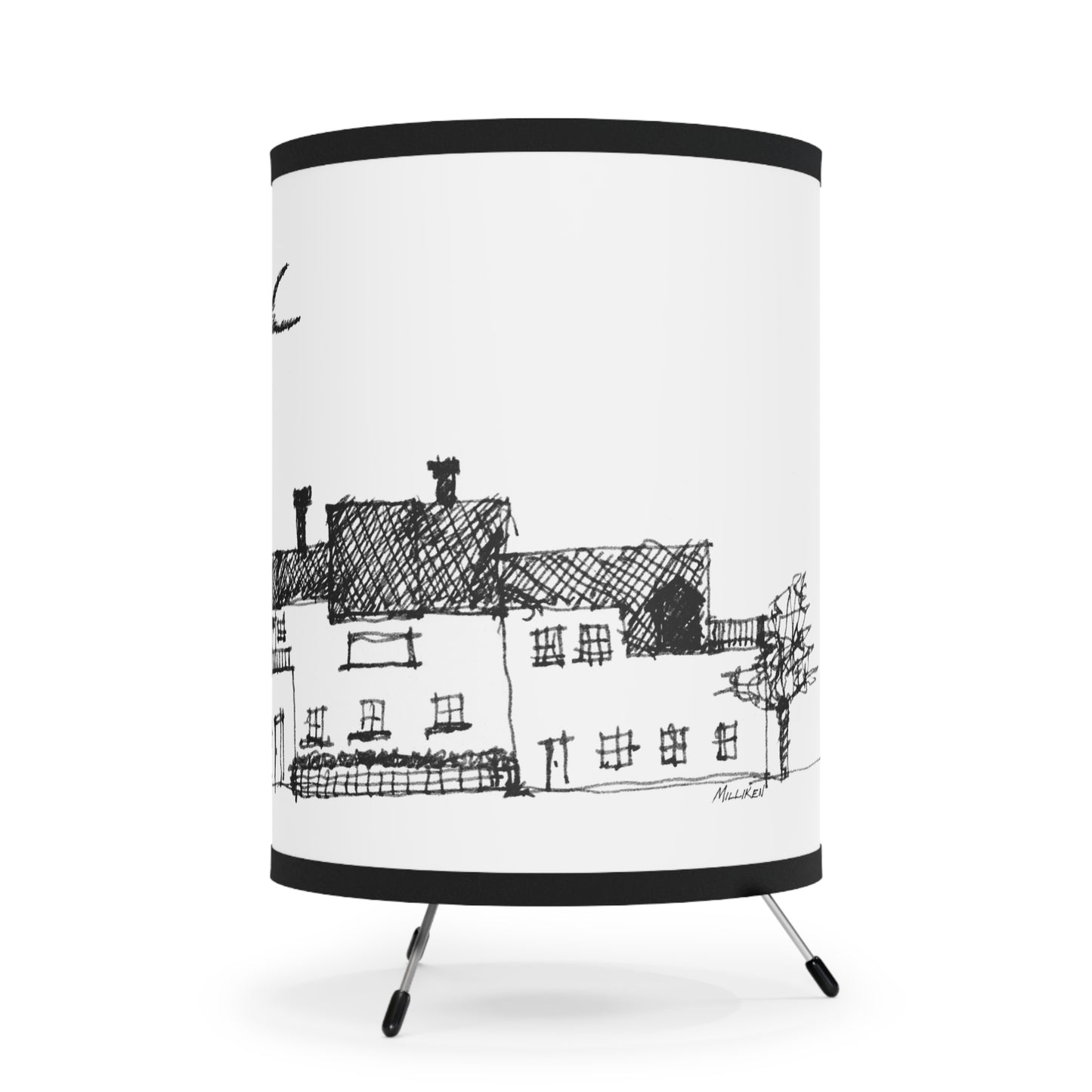 FISH VILLAGE - Tripod Lamp with High-Res Printed Shade, US\CA plug