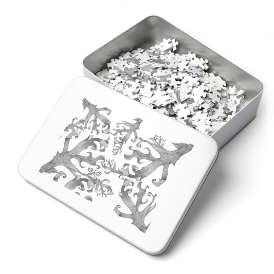 OAK LEAF -Jigsaw Puzzle with Tin