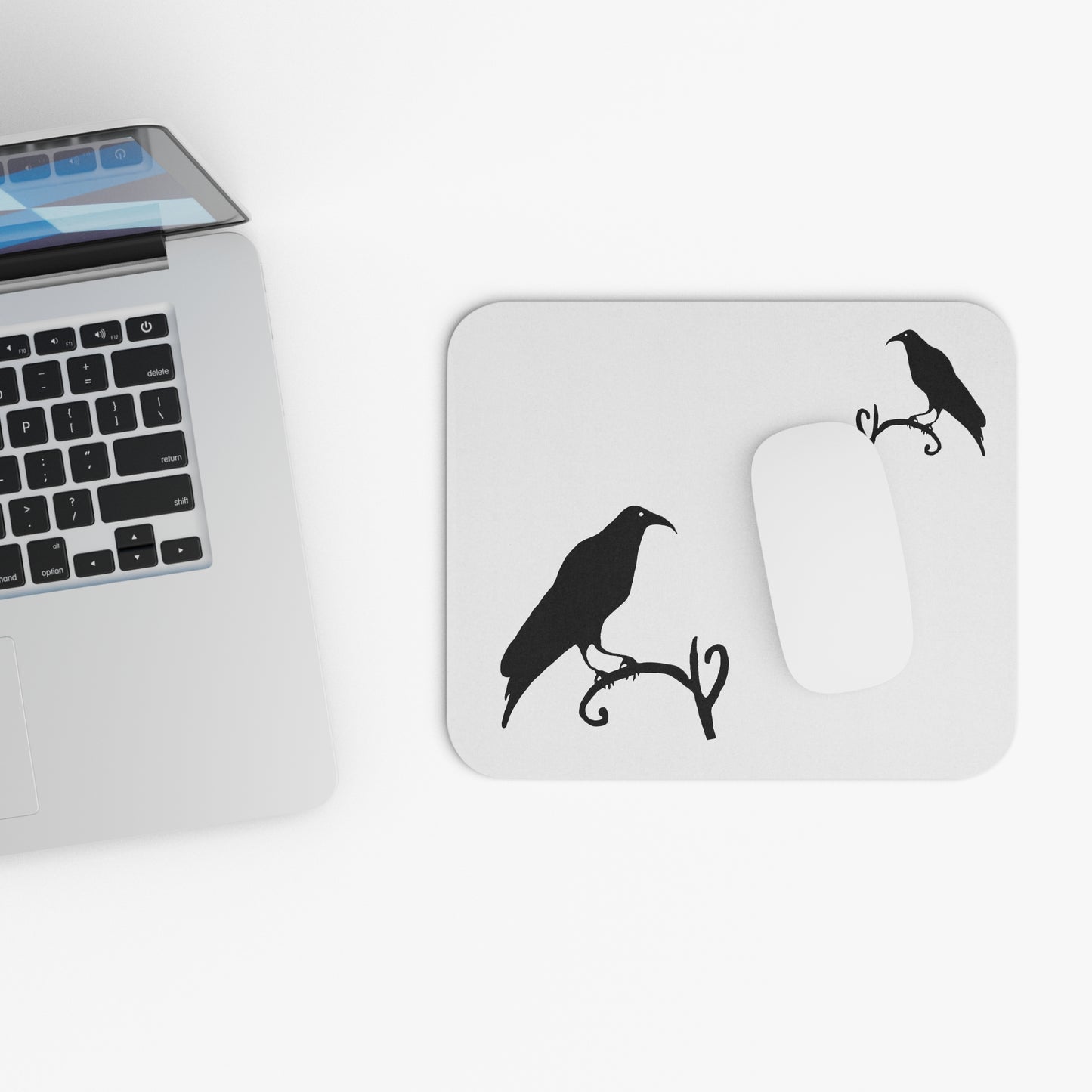 RAVEN - Black and White Mouse Pad (Rectangle)