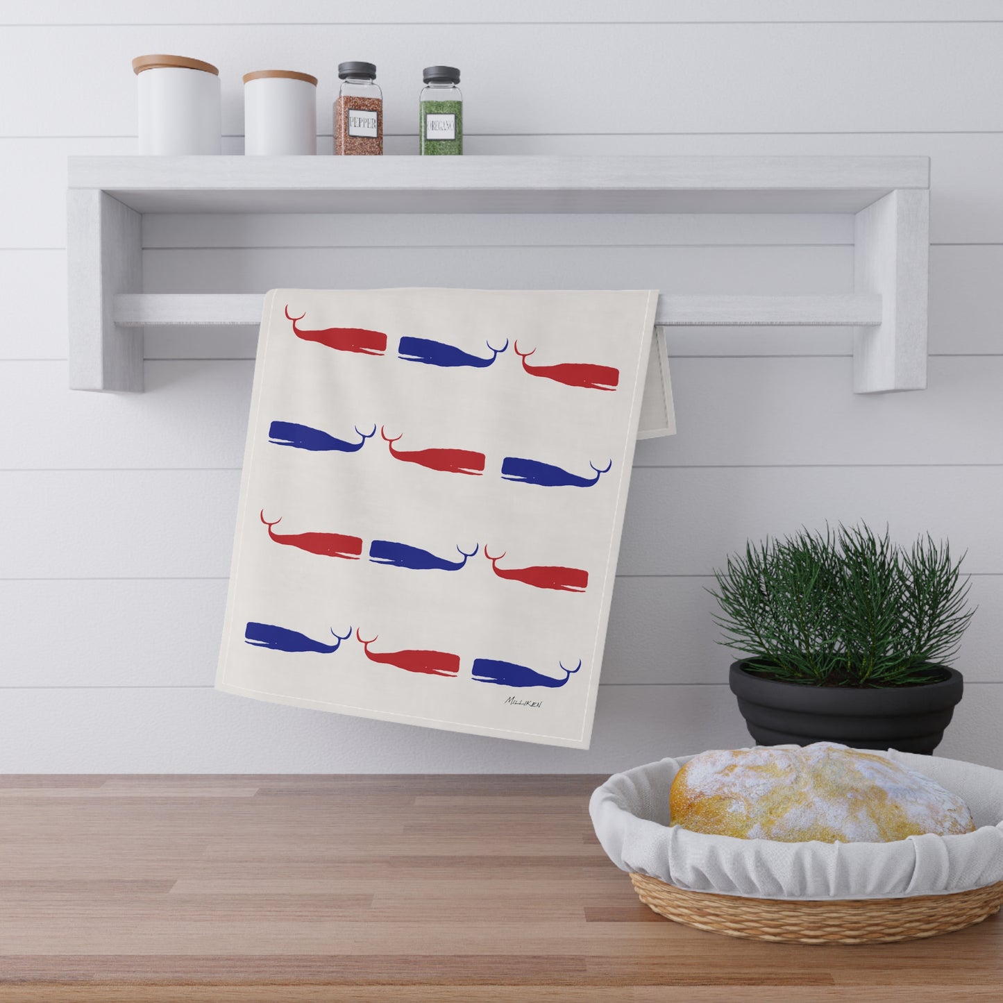 MOBY Red and Blue - Tea Towel/Napkin (100% Cotton)