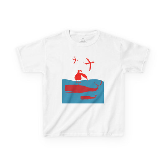 RED WHALES AND BIRDS - Kids Heavy Cotton™ Tee